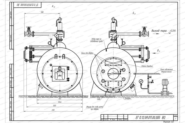 Схема парового котла 1.2 тонны 170 С на дизеле